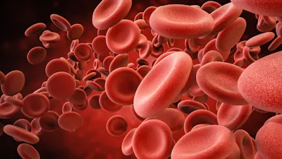 3d rendering red blood cells in vein